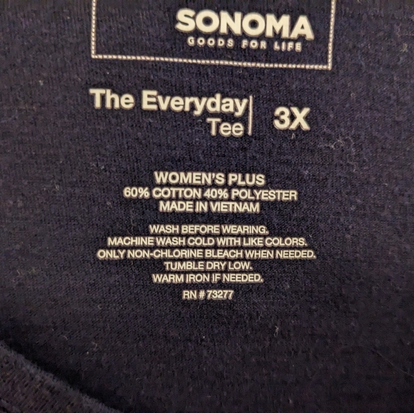 Sonoma navy blue, vneck everyday tee, size 3X - Picture 5 of 8
